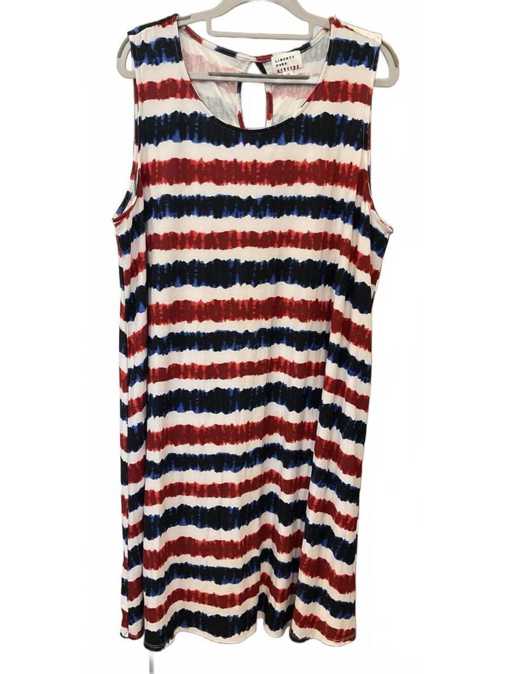 Liberty Park Womens Sleeveless Red/white/blue Dress Size 2X